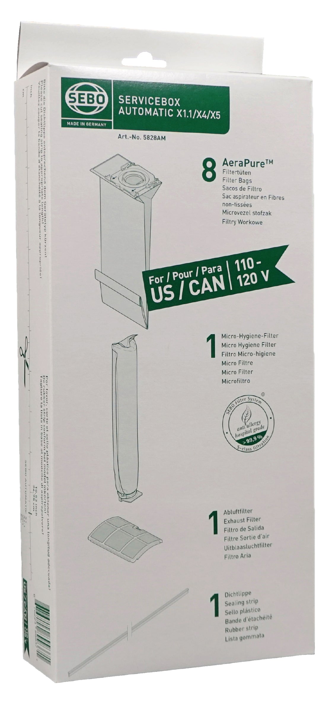 SEBO 5828 Service Box with Sealing Strip for X Series Vacuum