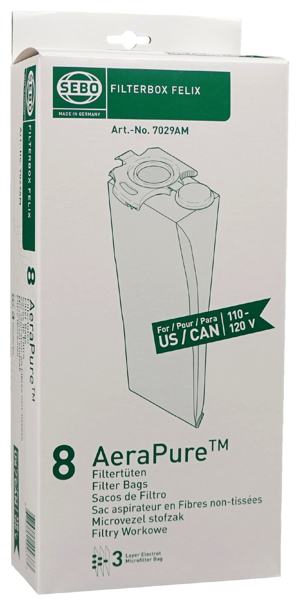 SEBO 7029 Filterbox for Felix Vacuum,8 Pack