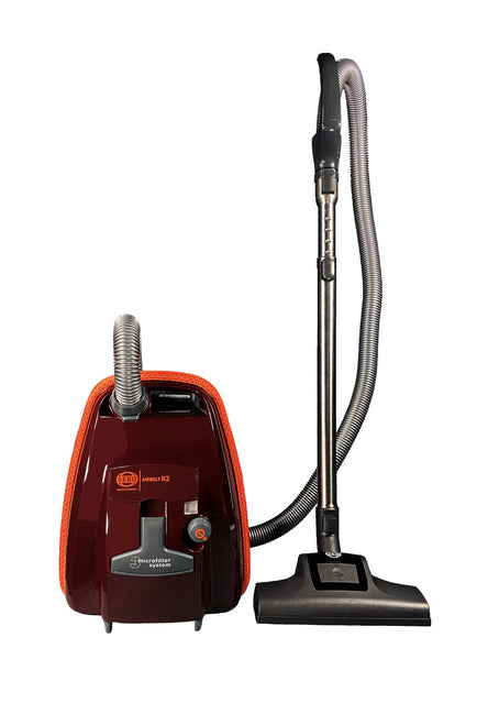 SEBO K2 Turbo Canister Vacuum Cleaner with Turbo Head and Parquet- Black Cherry